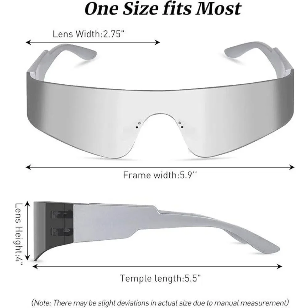 Milramtob Womens Black Futuristic Wrap Around Rimless Y2K Sunglasses